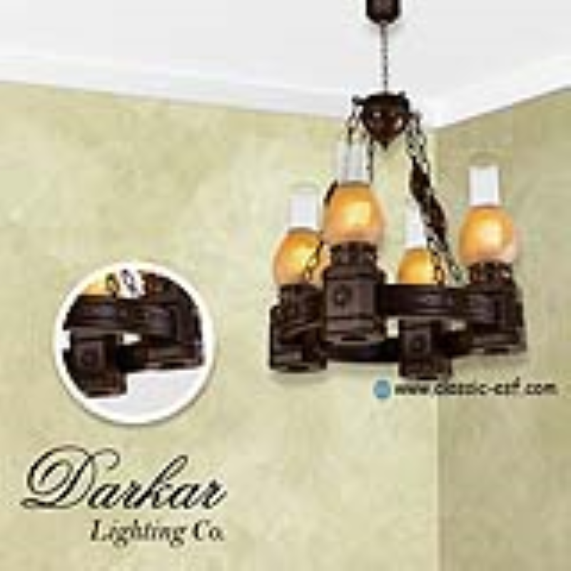 لوستر چوبی دارکار مدل رستیک 4 شعله