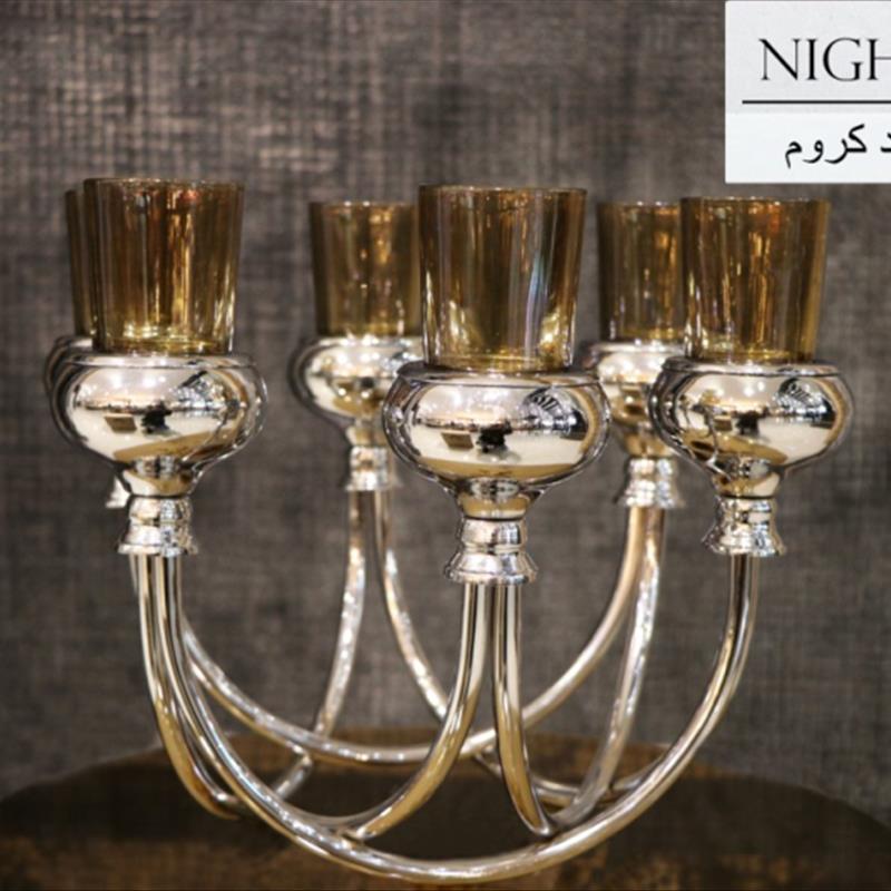 شمعدان 6 شمع گرد کروم