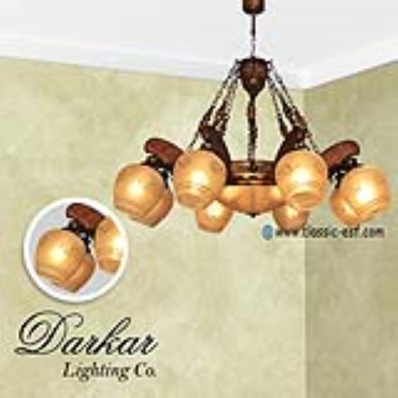 لوستر چوبی دارکار مدل رومی مورب 8 شعله