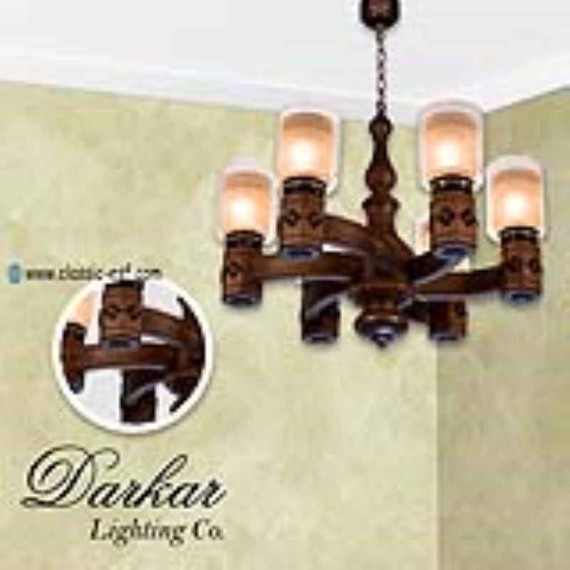 لوستر چوبی دارکار مدل پرنیان 6 شعله