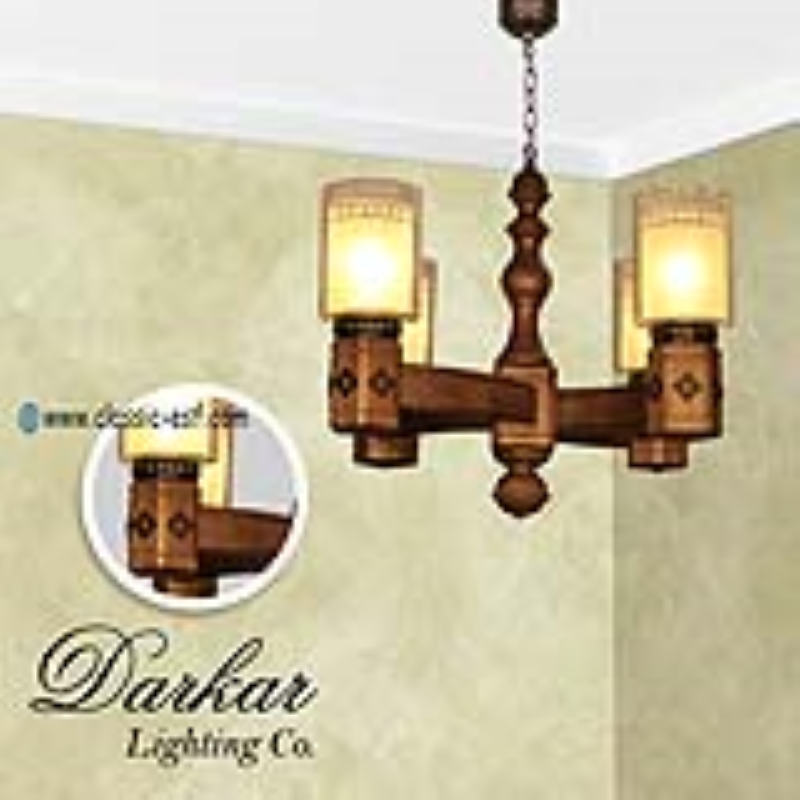 لوستر چوبی دارکار مدل پرنیان 4 شعله