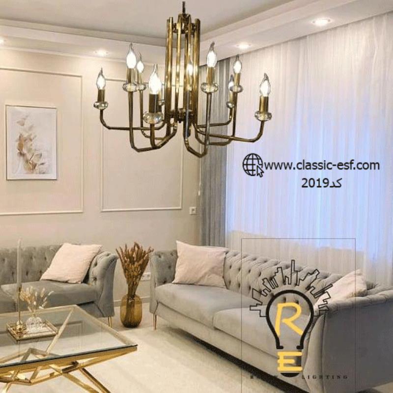 لوستر آنتیک کد2019رایان(در ابعاد8-10-12و16شاخه و دارای رنگبندی کروم ومشکی)